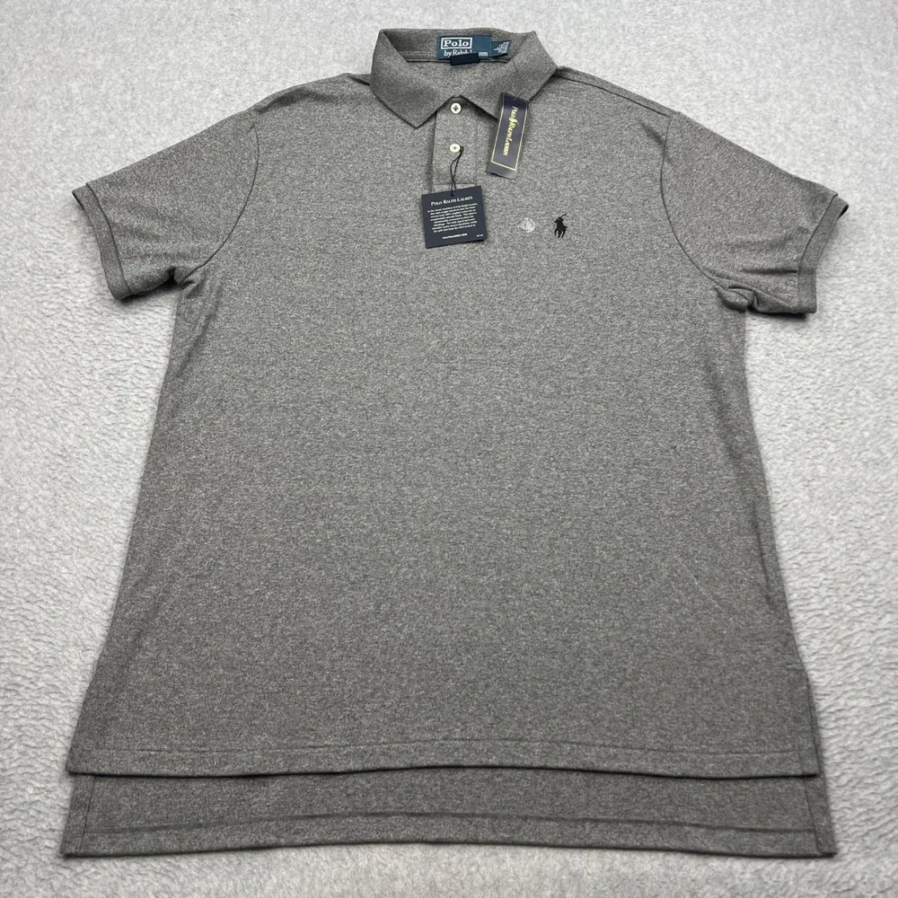 NEW Polo Ralph Lauren Interlock Shirt Mens Large Gray Custom Fit Cotton Logo NWT